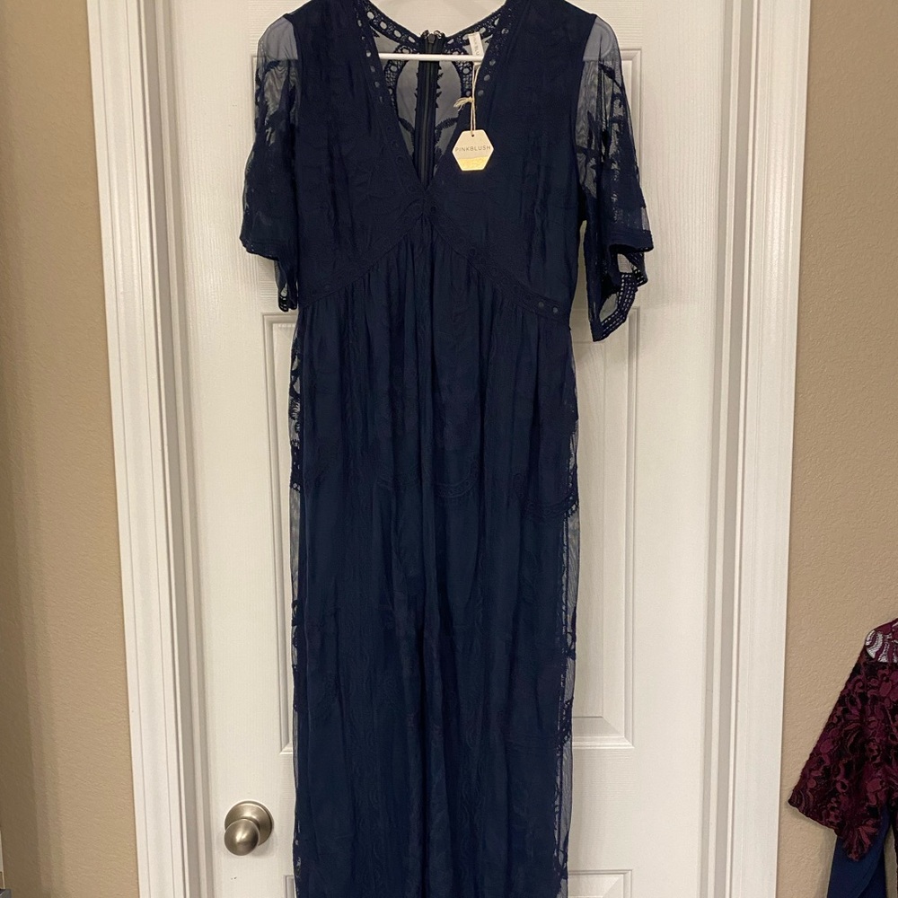 Navy PinkBlush maternity maxi dress, new!